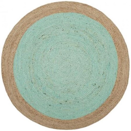 Safavieh 7 x 7 ft. Natural Fiber Round Hand Loomed Rug; Aqua & Natural NF801A-7R